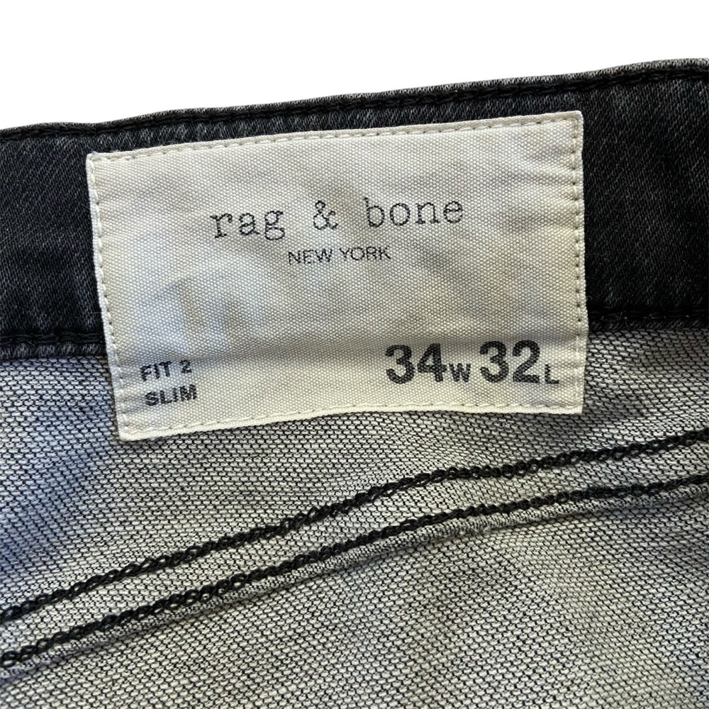 Men's Rag & Bone Fit 2 Slim Black Jeans 34W 32L - Picture 6 of 11